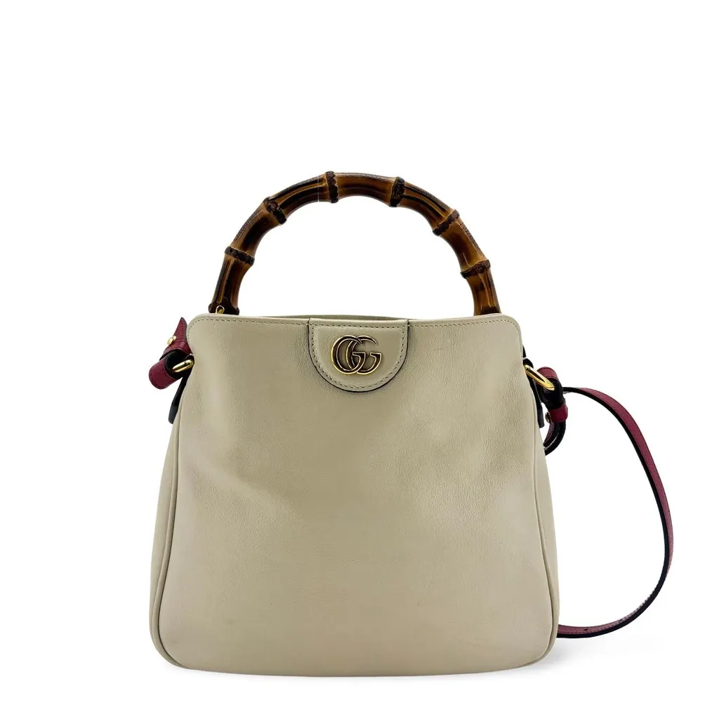 Gucci Diana Bamboo Leather Shoulder Bag Beige Leather Good - Front View