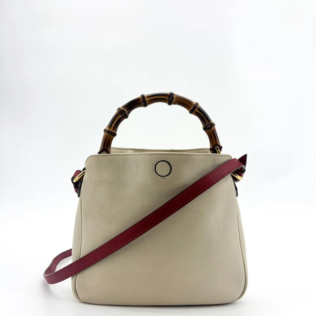 Gucci Diana Bamboo Leather Shoulder Bag Beige Leather Good - Back View