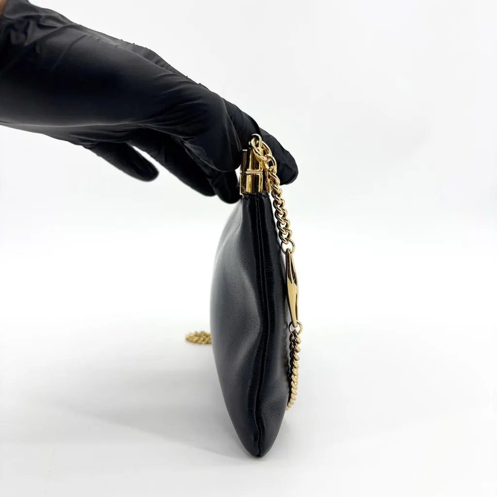 Gucci Vintage Interlocking G Enamel Frame Chain Shoulder Bag Black Black Leather Good - Box View
