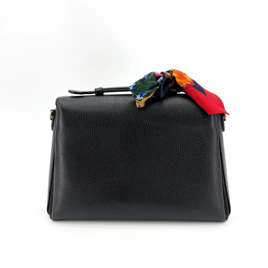 Gucci Interlocking GG Leather Top Handle Shoulder Bag Black Leather Good - Inside View