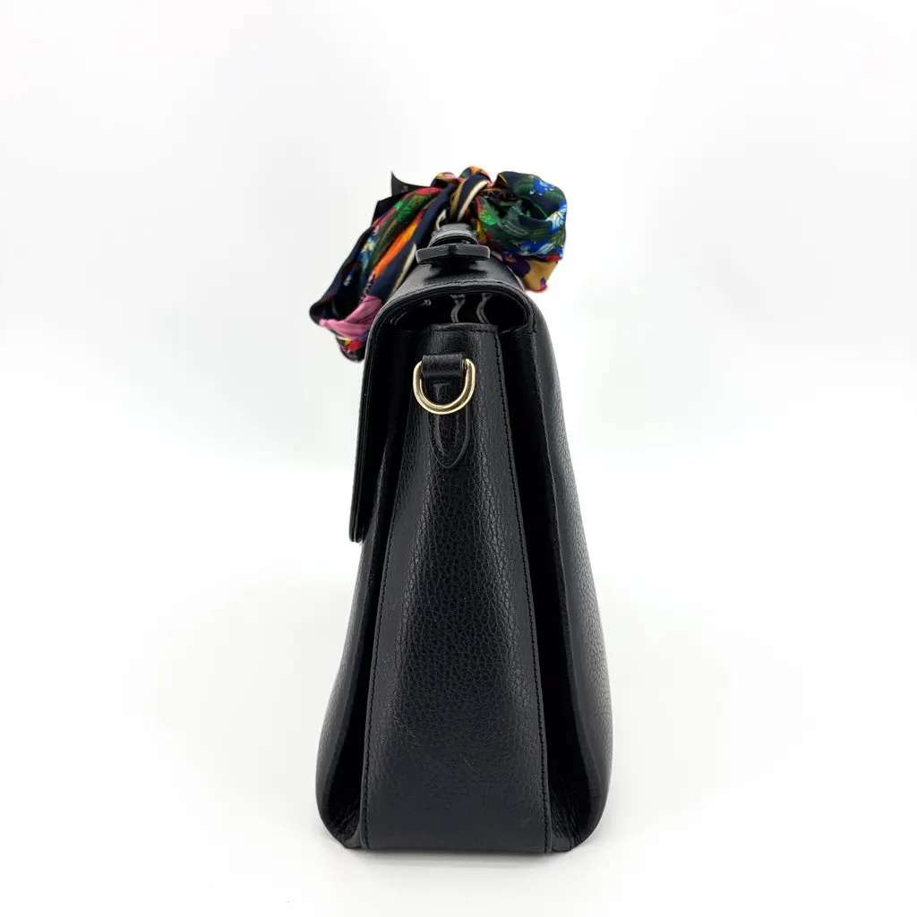 Gucci Interlocking GG Leather Top Handle Shoulder Bag Black Leather Good - Model View