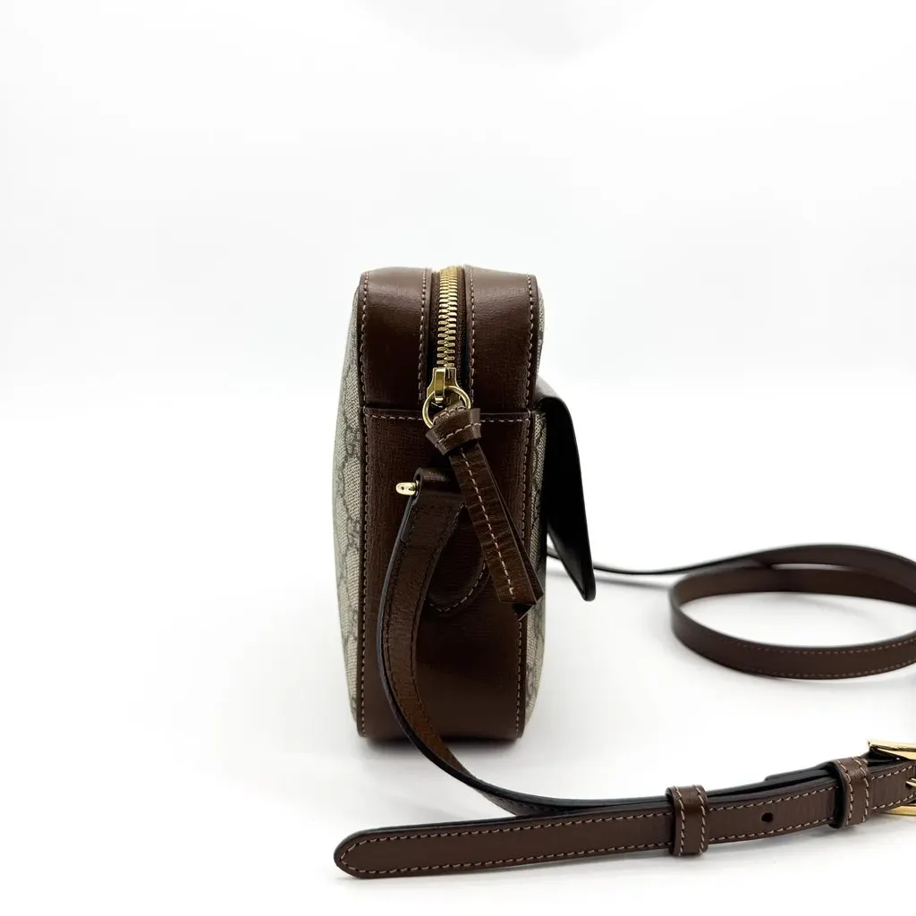 Gucci Horsebit 1955 Small Shoulder Bag Brown GG Supreme Beige Canvas Very good - Box View