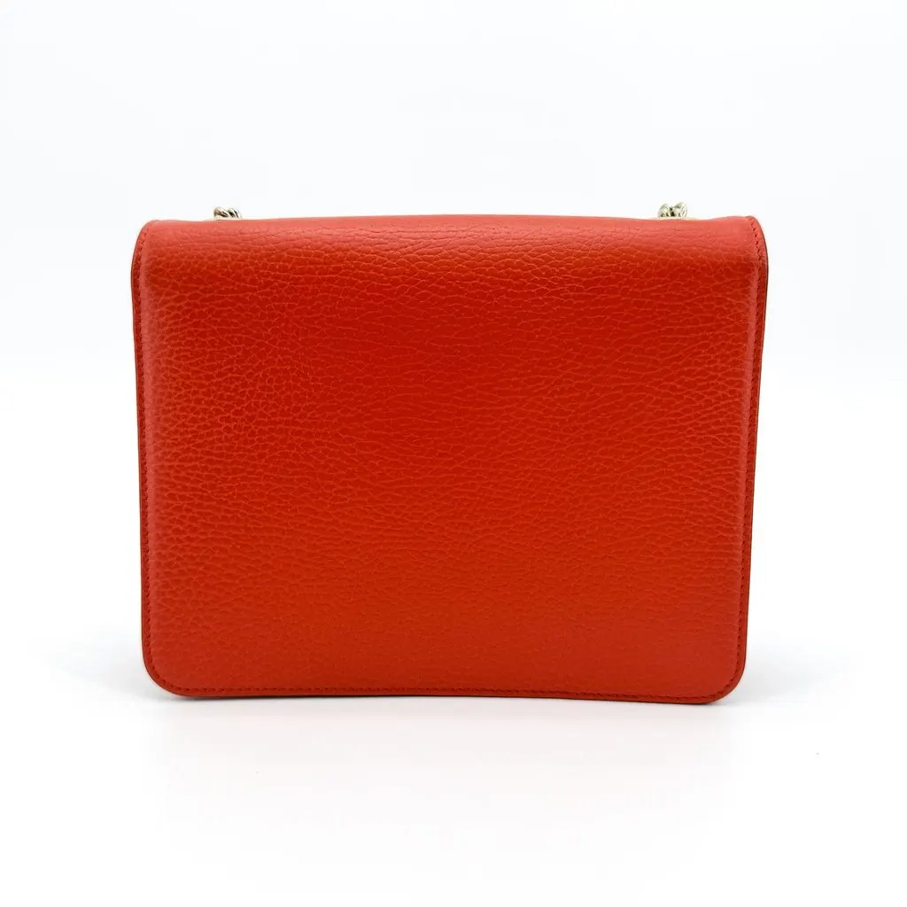 Gucci Interlocking G Dollar Calf Small Chain Shoulder Bag Red Gold Leather Good - Inside View
