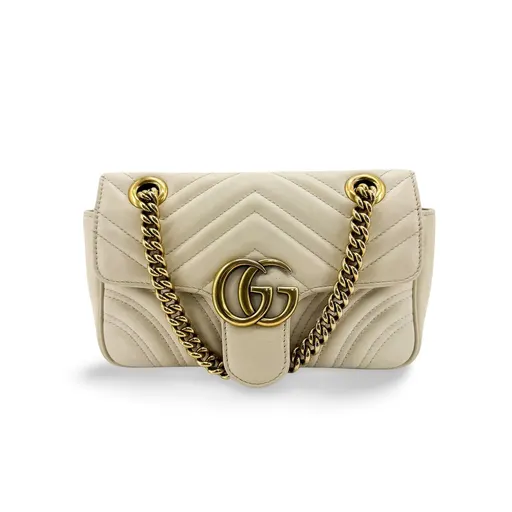 Gucci GG Marmont Mini Shoulder Bag Ivory Gold