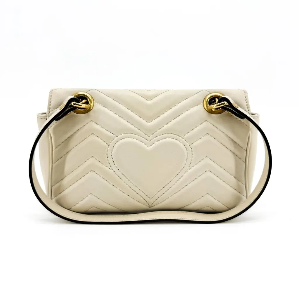 Gucci GG Marmont Mini Shoulder Bag Ivory Gold MultiColor Leather Good - Inside View