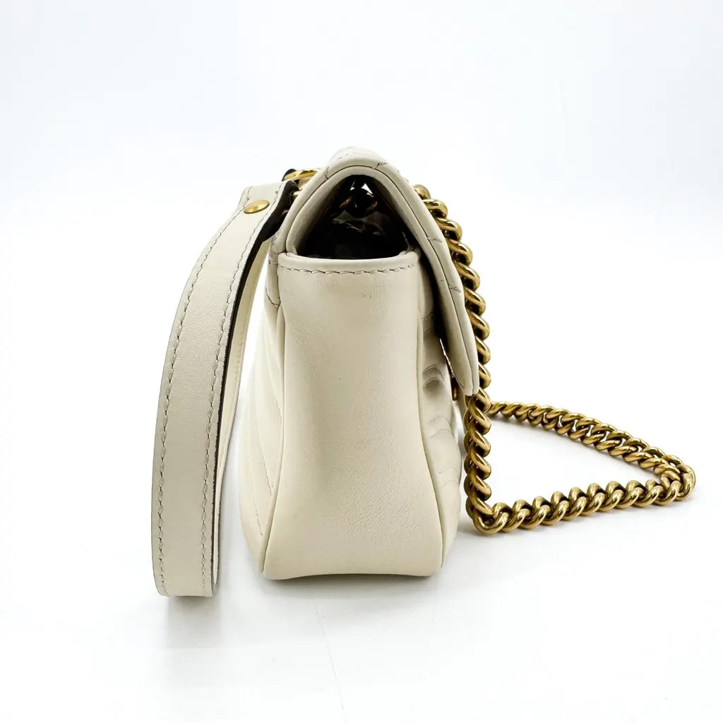 Gucci GG Marmont Mini Shoulder Bag Ivory Gold MultiColor Leather Good - Box View
