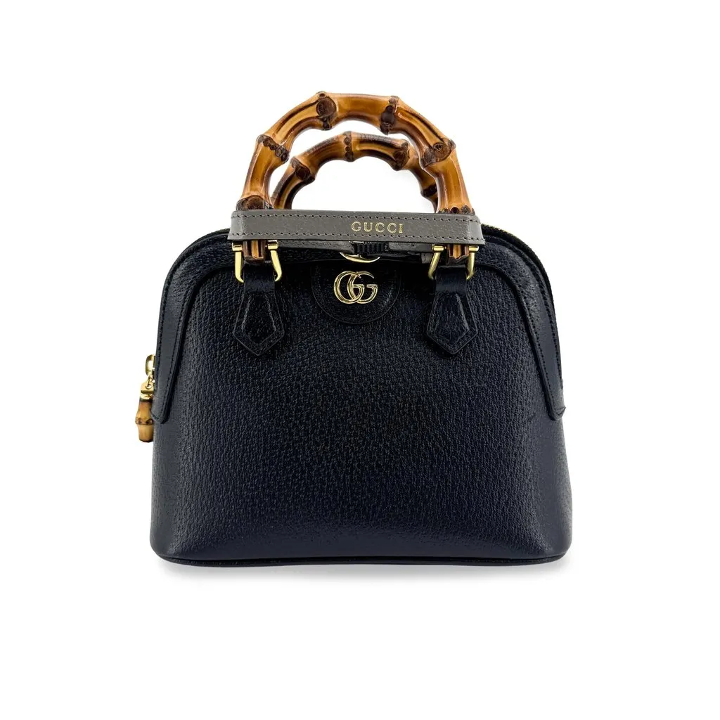 Gucci Diana Mini Bag Black Black Leather Very good - Front View