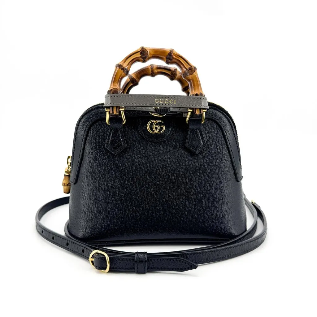 Gucci Diana Mini Bag Black Black Leather Very good - Back View
