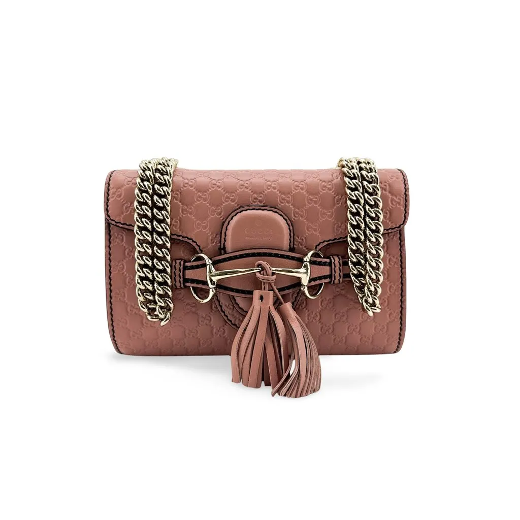 Gucci Microguccissima Emily Mini Chain Shoulder Bag Pink Pink Leather Very good - Front View