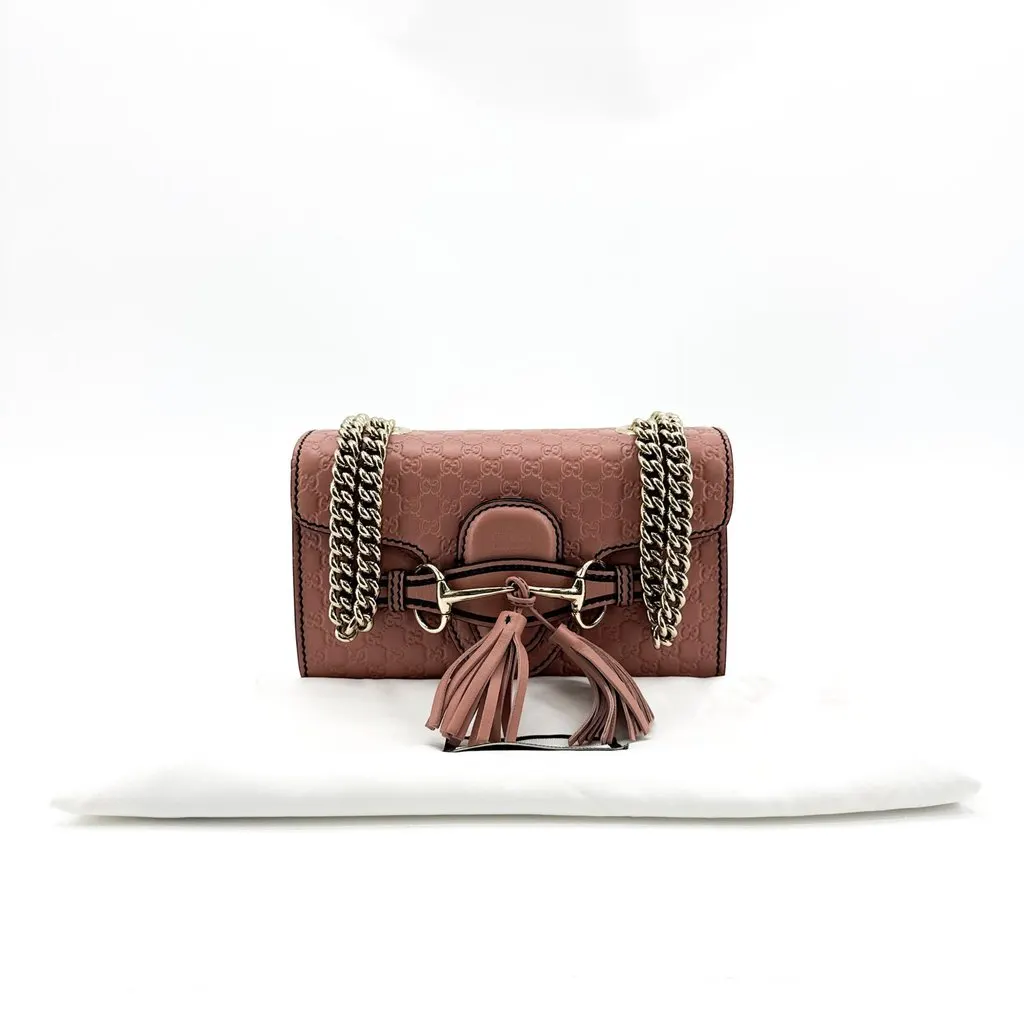 Gucci Microguccissima Emily Mini Chain Shoulder Bag Pink Pink Leather Very good - Back View