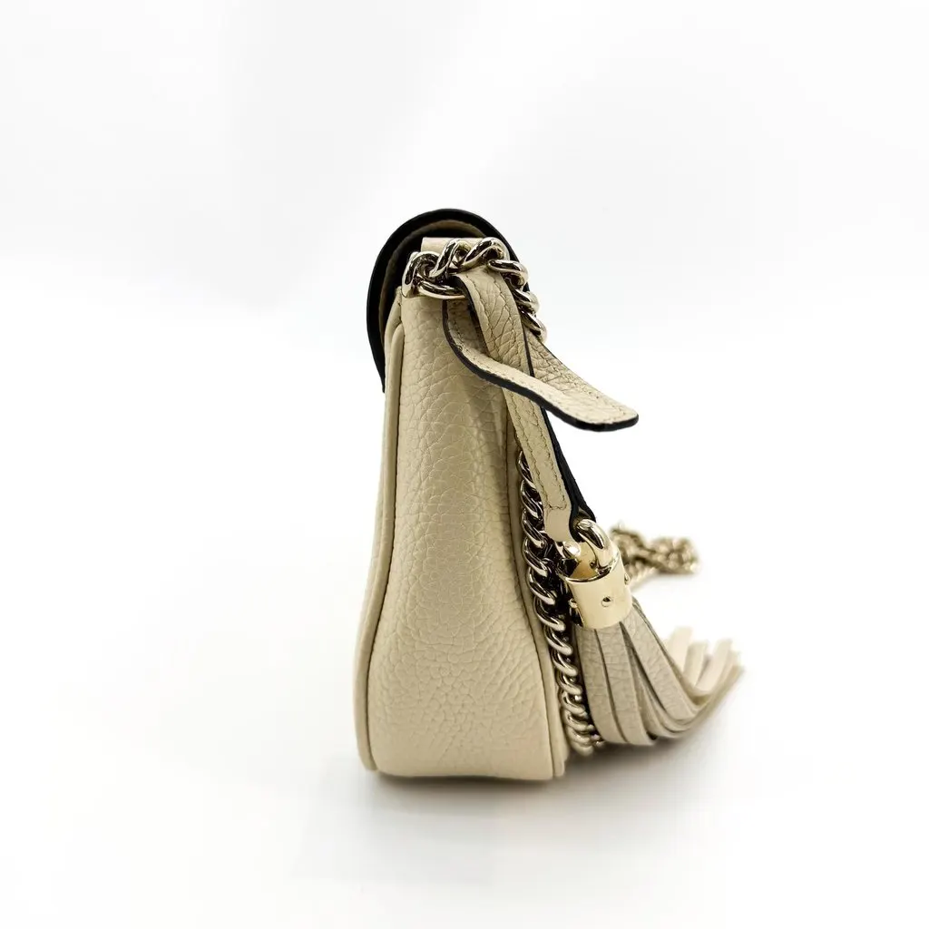 Gucci Soho Leather Tassel Chain Crossbody Bag Beige Leather Good - Box View