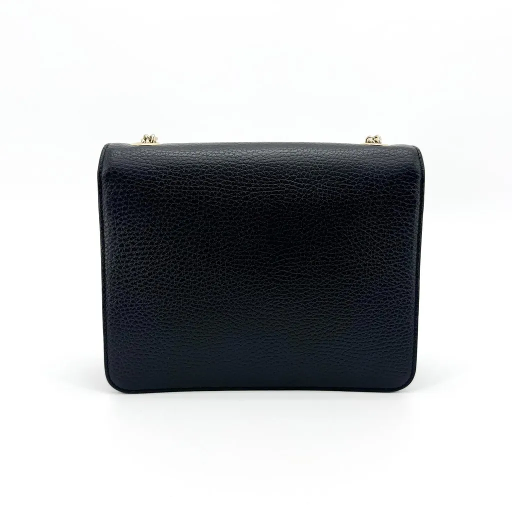 Gucci Interlocking G Small Chain Shoulder Bag Black Black Leather Good - Inside View