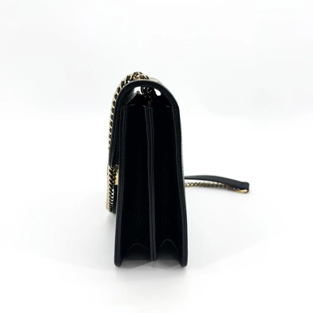 Gucci Interlocking G Small Chain Shoulder Bag Black Black Leather Good - Box View
