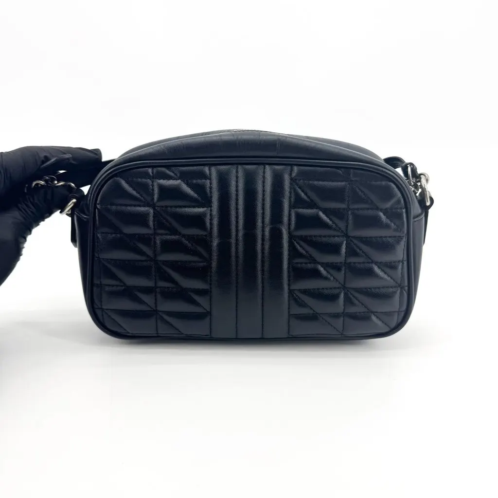 Gucci GG Marmont Matelassé Shoulder Bag in Black Black Leather Good - Back View
