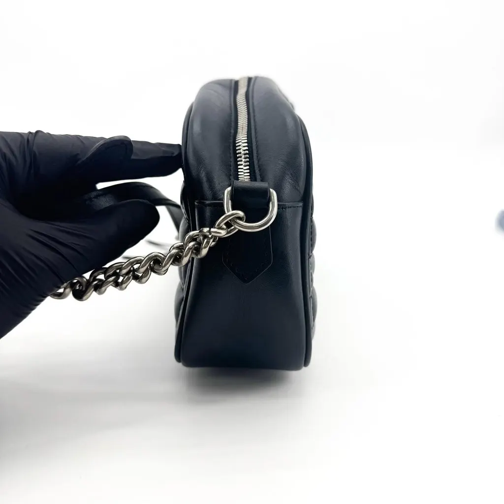 Gucci GG Marmont Matelassé Shoulder Bag in Black Black Leather Good - Inside View