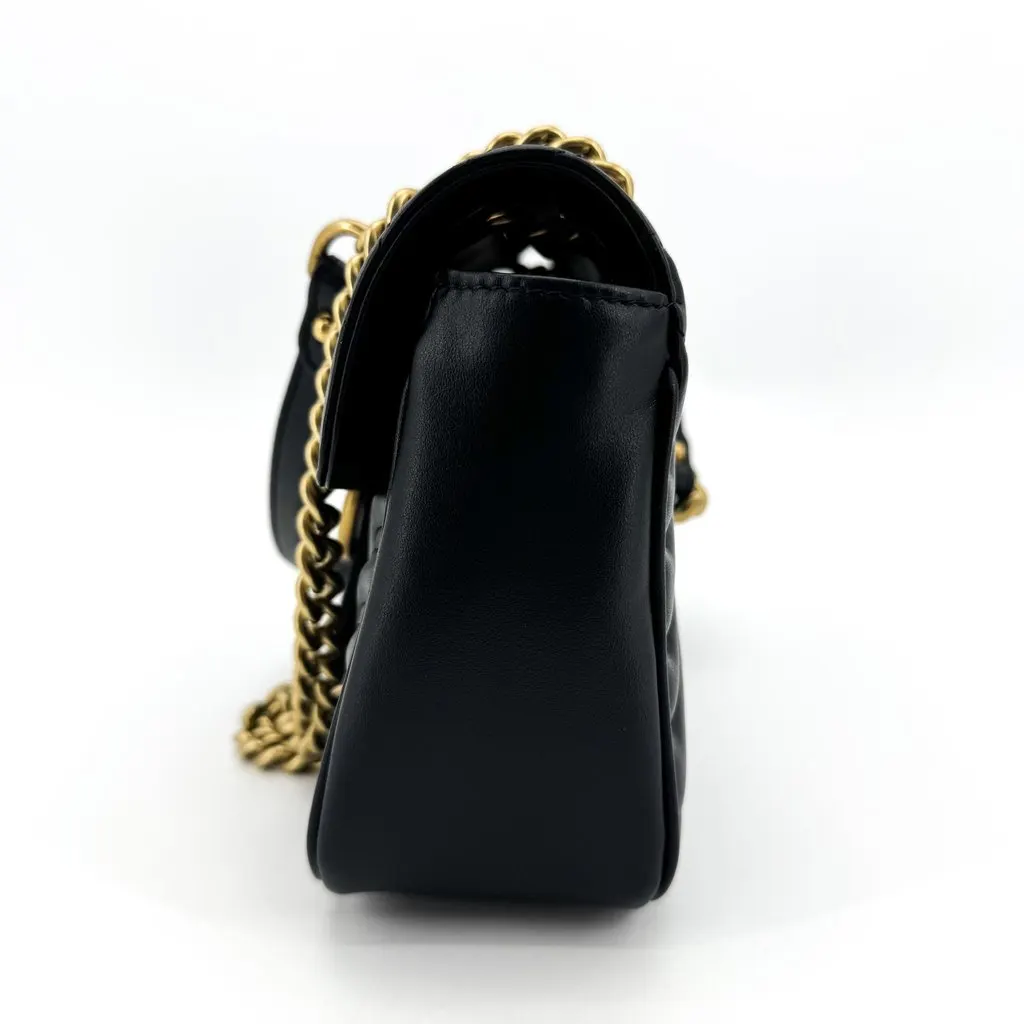 Gucci GG Marmont Mini Matelasse Shoulder Bag Black Gold Black Leather Very good - Box View