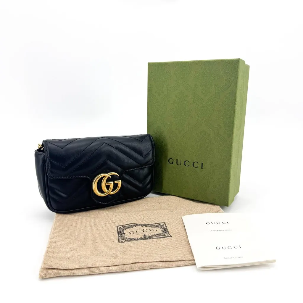 Gucci GG Marmont Matelasse Belt Bag Black Black Leather Good - Back View