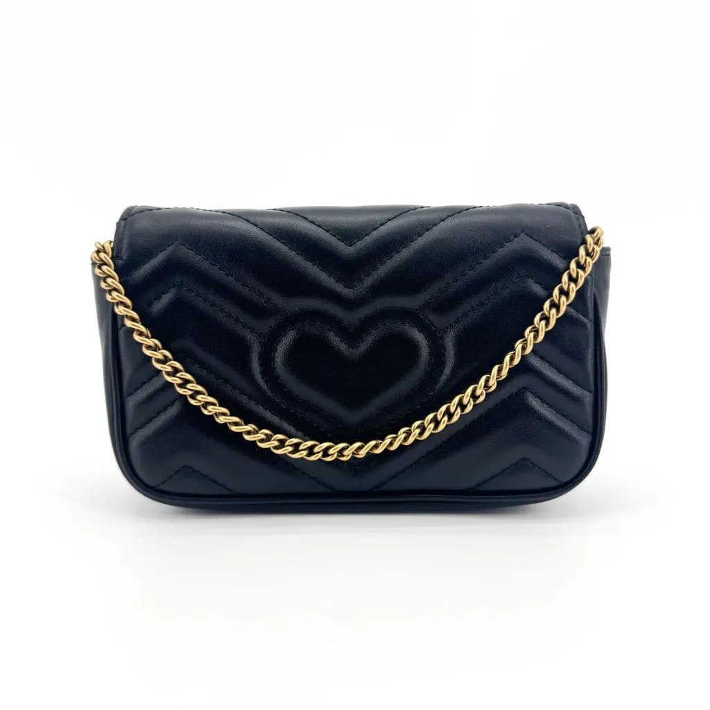 Gucci GG Marmont Matelasse Belt Bag Black Black Leather Good - Inside View