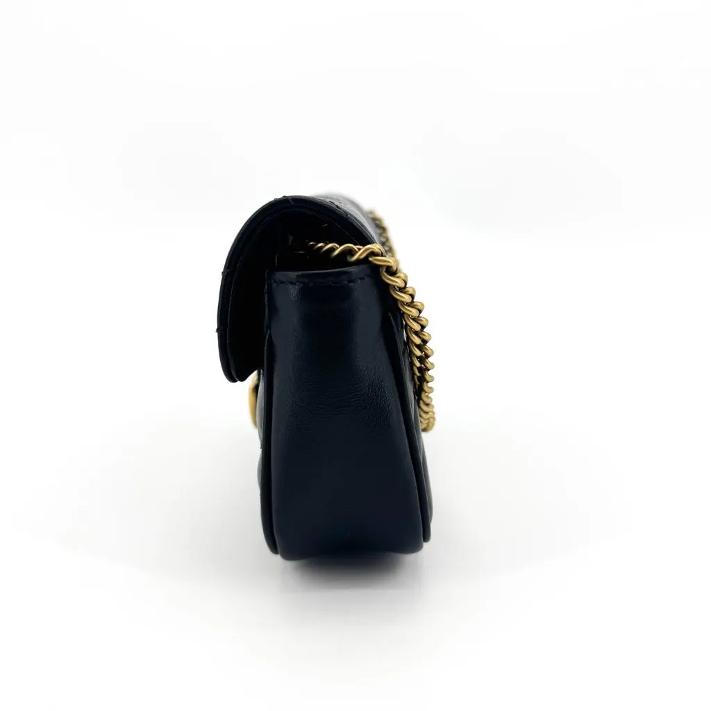 Gucci GG Marmont Matelasse Belt Bag Black Black Leather Good - Model View