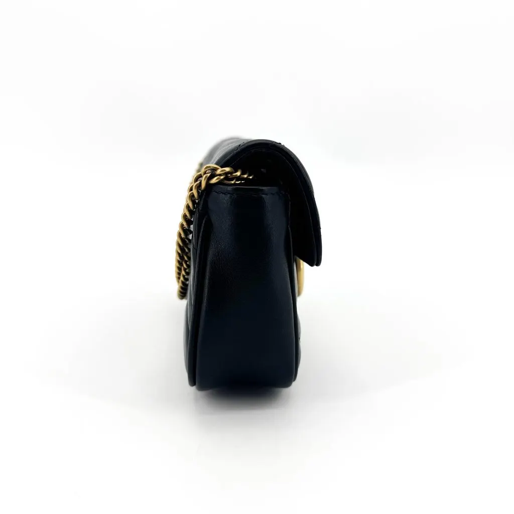 Gucci GG Marmont Matelasse Belt Bag Black Black Leather Good - Box View