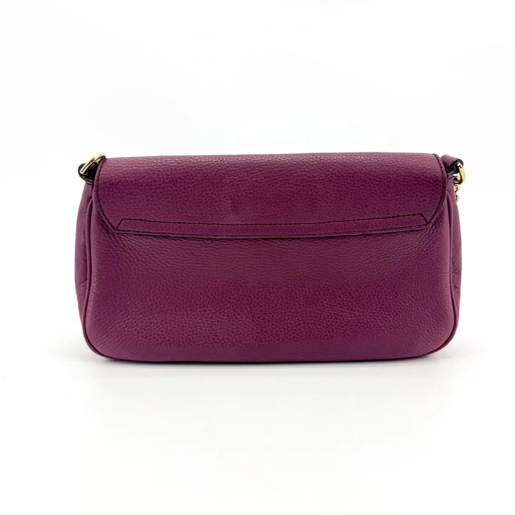 Gucci Soho Leather Flap Crossbody Bag Purple Purple Leather Good - Inside View