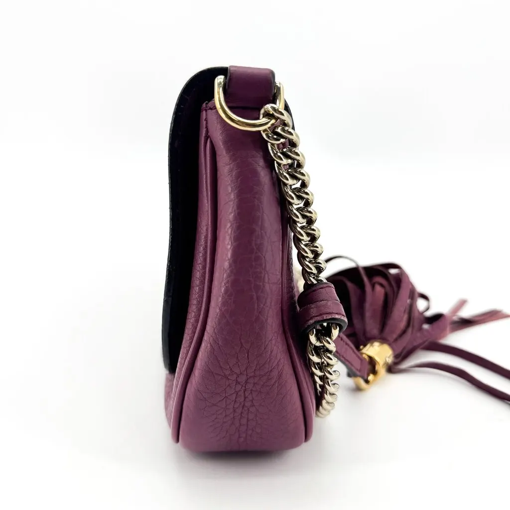 Gucci Soho Leather Flap Crossbody Bag Purple Purple Leather Good - Box View