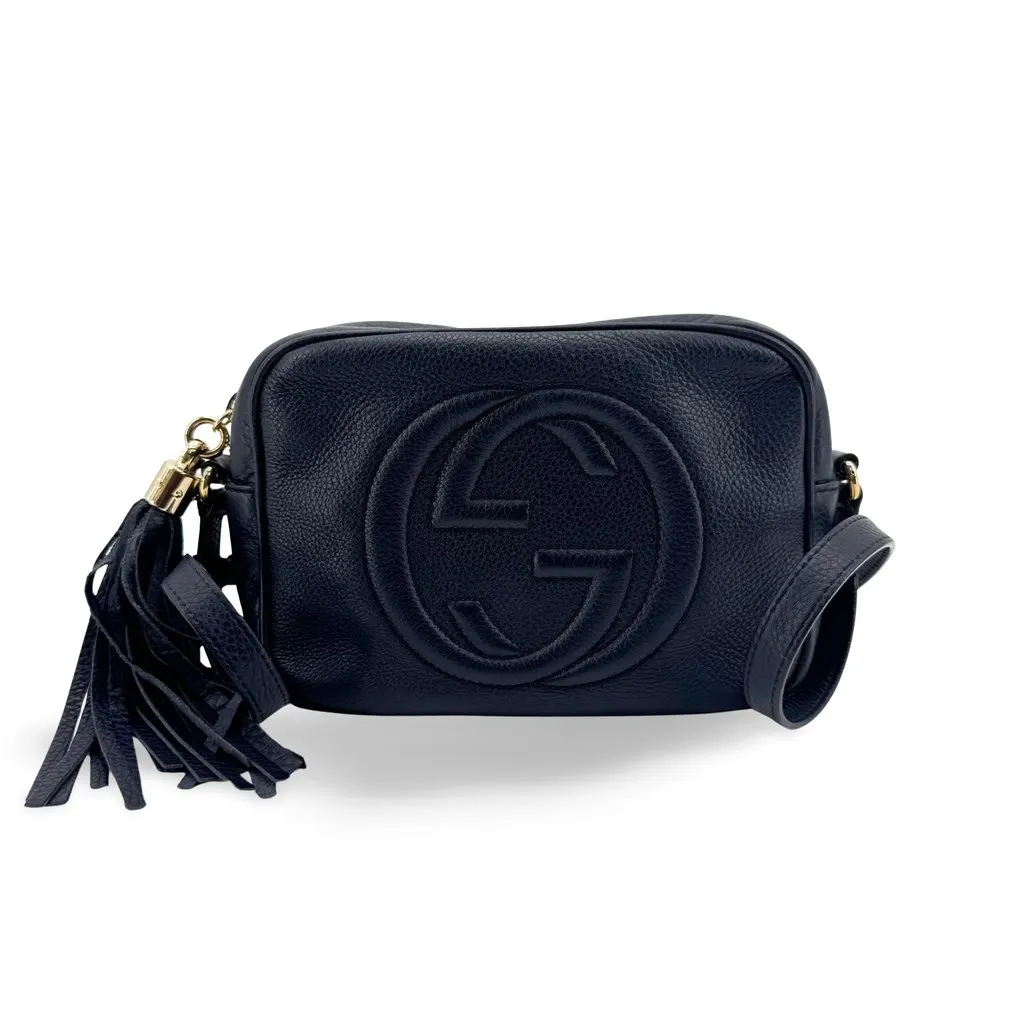 Gucci Soho Disco Shoulder Bag Navy Navy Leather Good - Front View