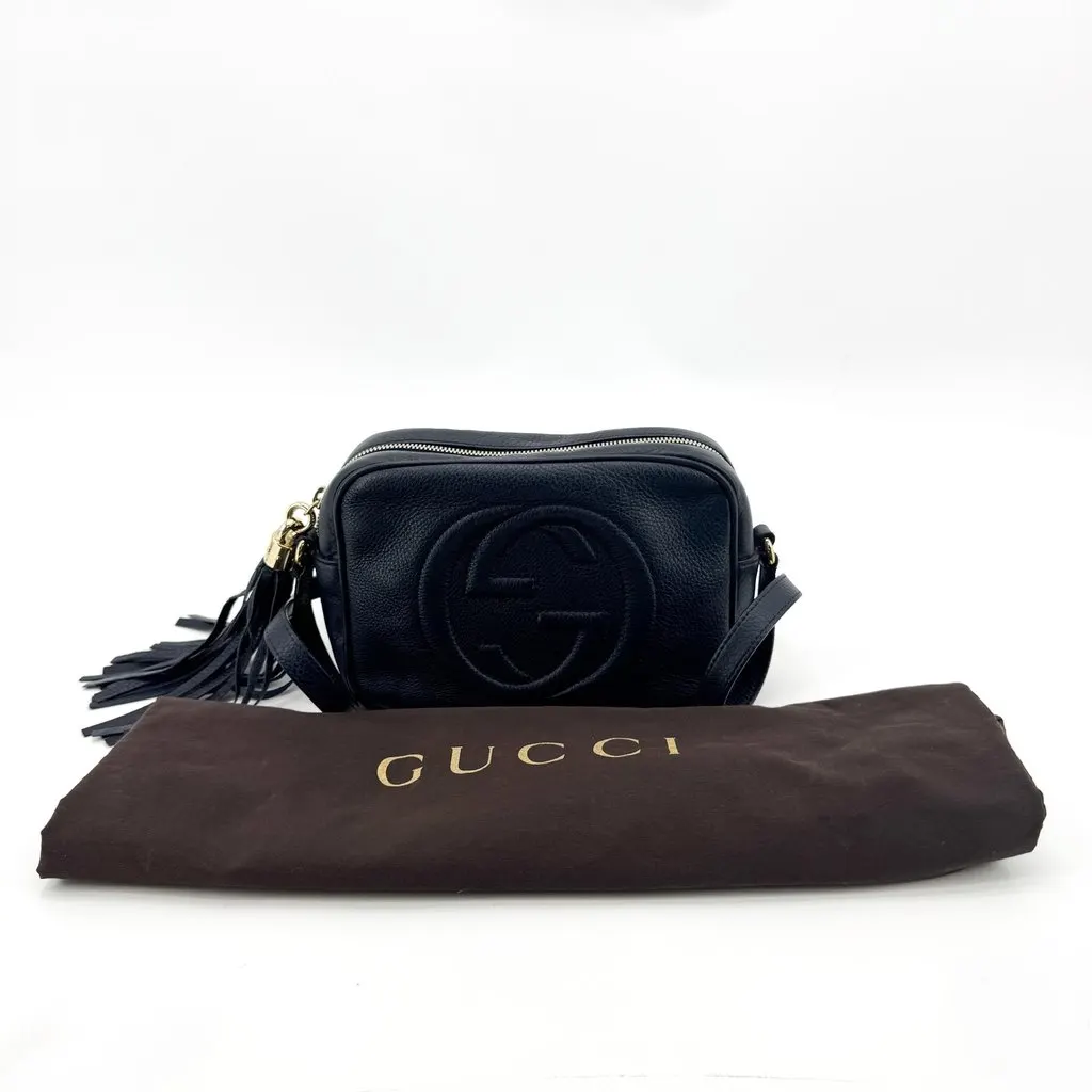 Gucci Soho Disco Shoulder Bag Navy Navy Leather Good - Back View