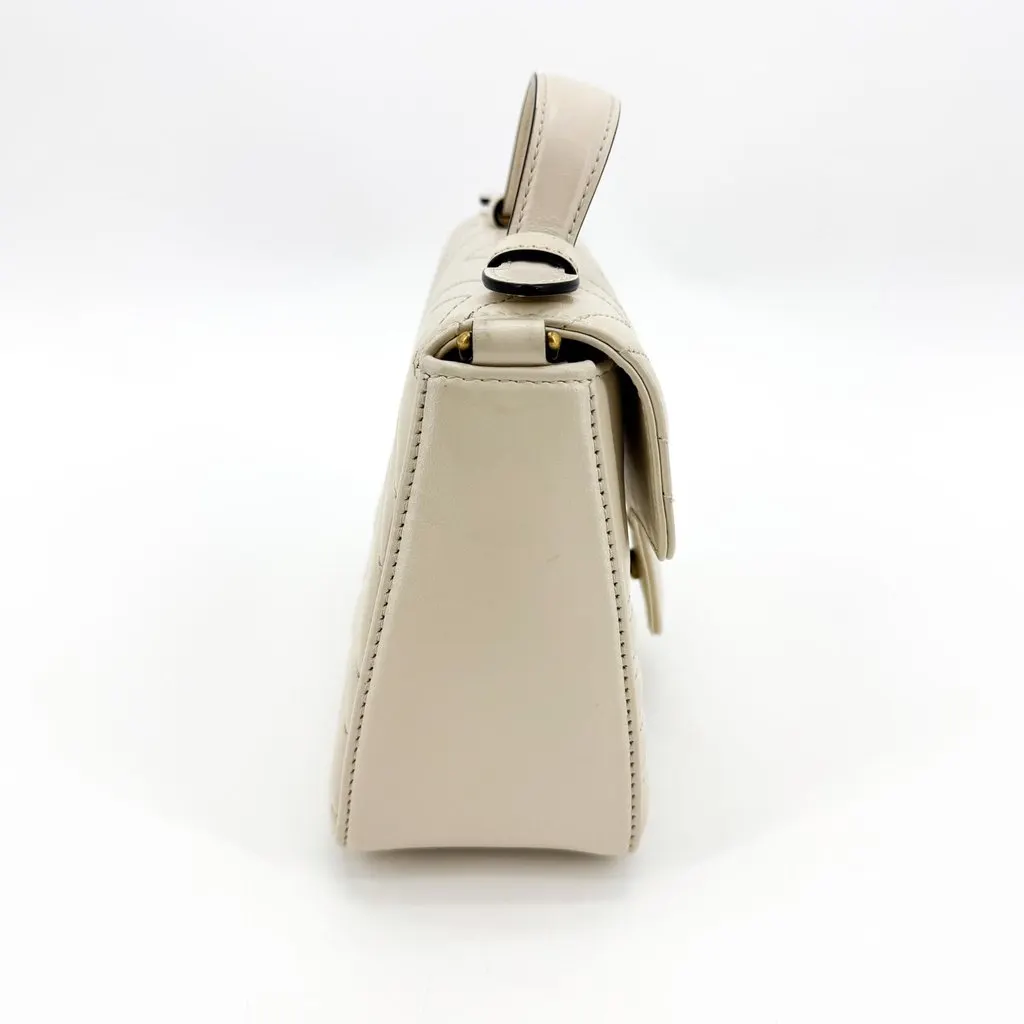 Gucci GG Marmont Mini Top Handle Bag White White Leather Good - Model View