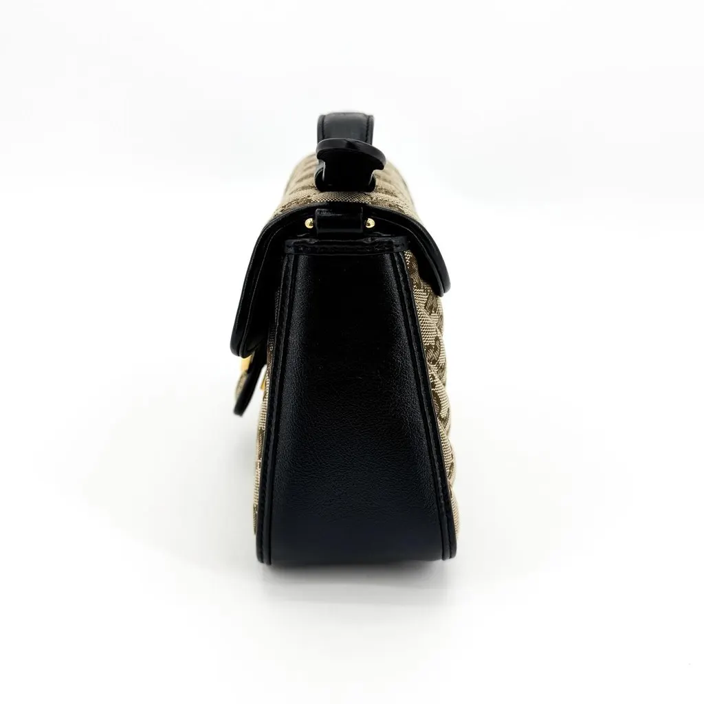 Gucci GG Marmont Mini Top Handle Bag GG Supreme Black Beige Canvas Very good - Model View