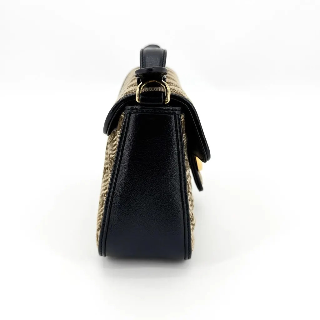 Gucci GG Marmont Mini Top Handle Bag GG Supreme Black Beige Canvas Very good - Box View