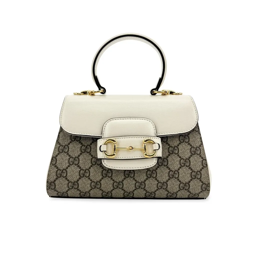 Gucci Horsebit 1955 Mini Top Handle Bag GG Supreme White