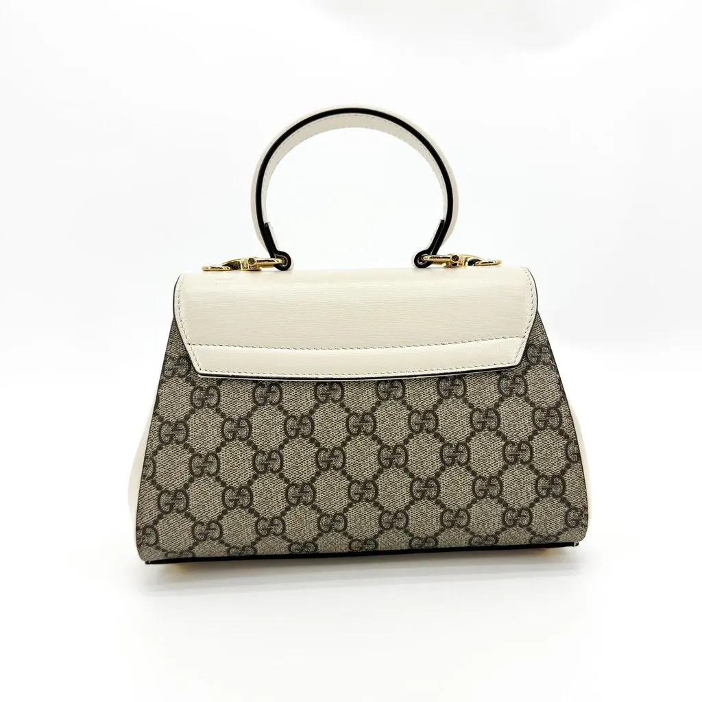 Gucci Horsebit 1955 Mini Top Handle Bag GG Supreme White Beige Canvas Very good - Inside View
