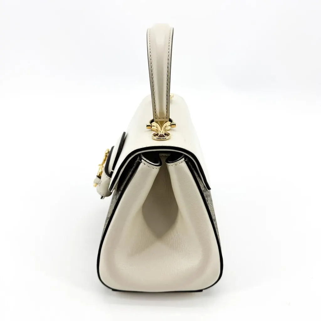 Gucci Horsebit 1955 Mini Top Handle Bag GG Supreme White Beige Canvas Very good - Model View