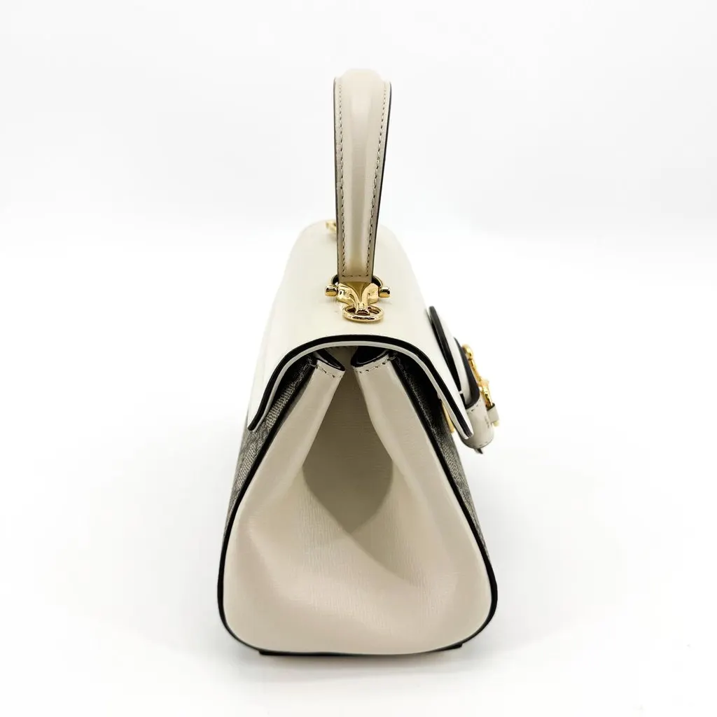 Gucci Horsebit 1955 Mini Top Handle Bag GG Supreme White Beige Canvas Very good - Box View