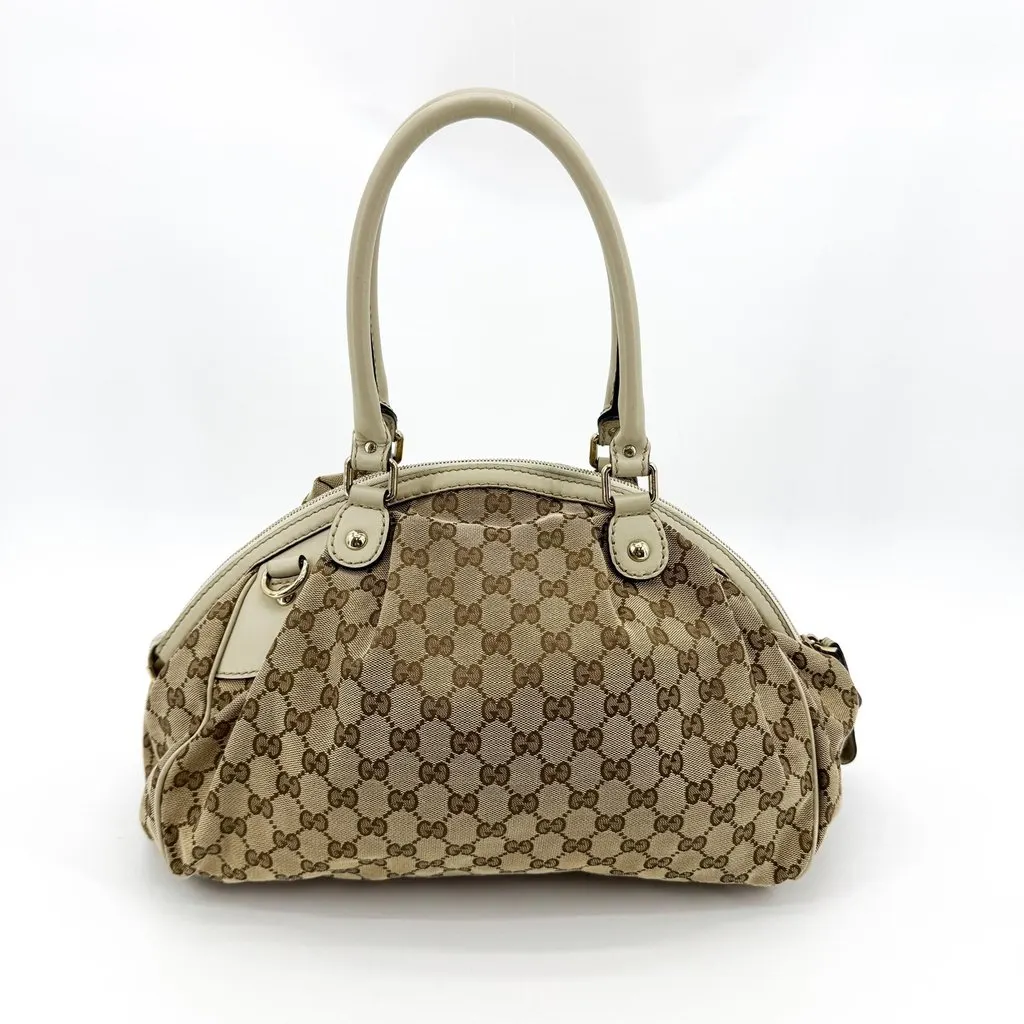 Gucci Sukey GG Canvas Medium Tote Bag Beige Ivory Beige Canvas Good - Back View
