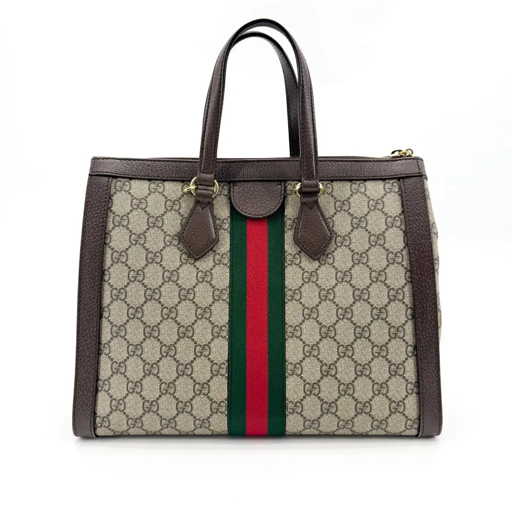 Gucci Ophidia GG Medium Tote Bag Brown Beige Canvas Good - Inside View