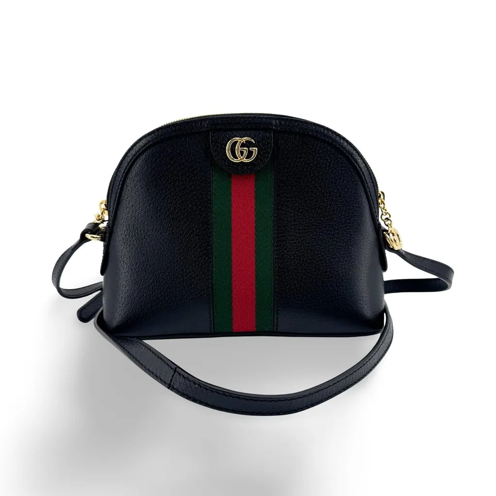 Gucci Ophidia Small Shoulder Bag Black Leather Black Leather Very good - Front View