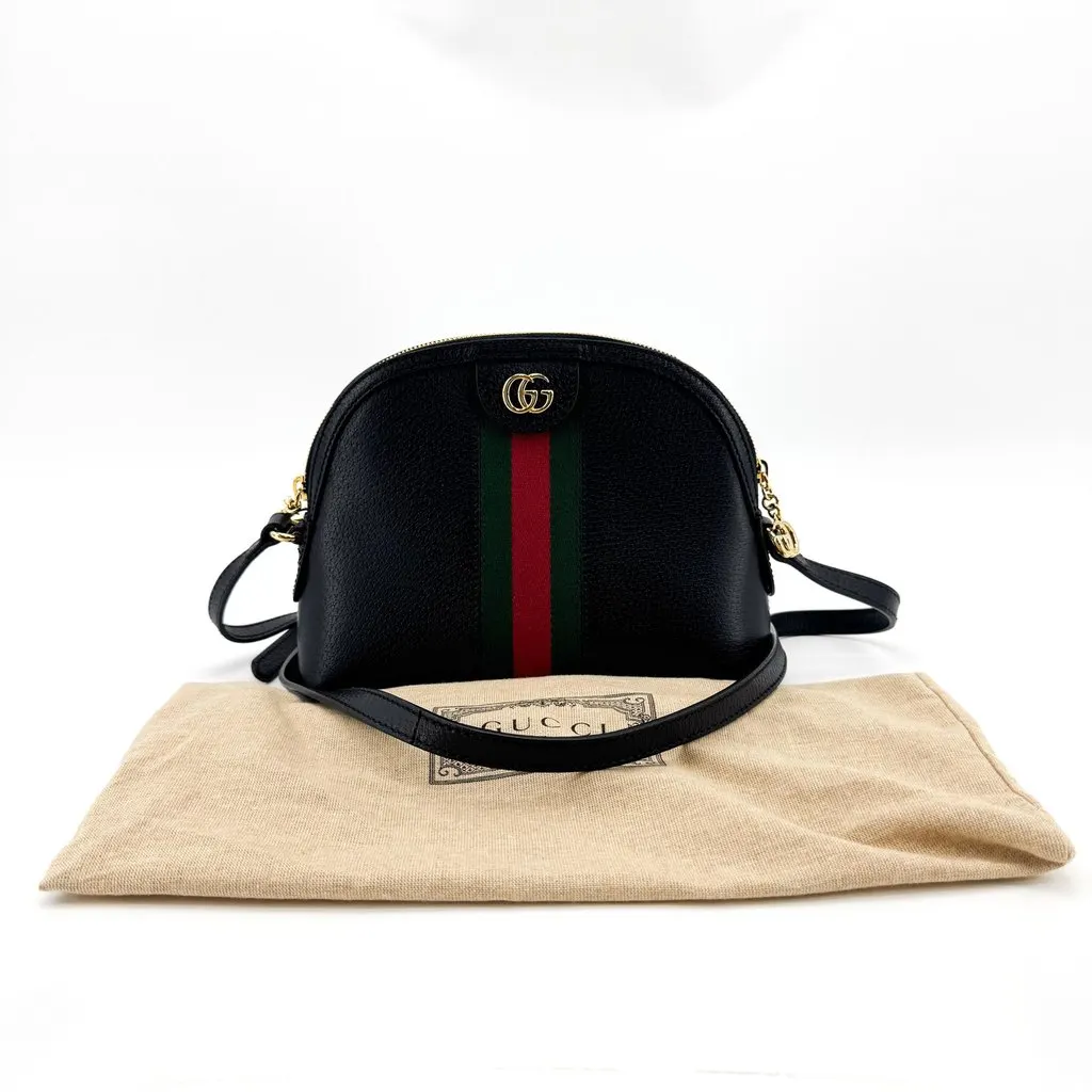 Gucci Ophidia Small Shoulder Bag Black Leather Black Leather Very good - Back View