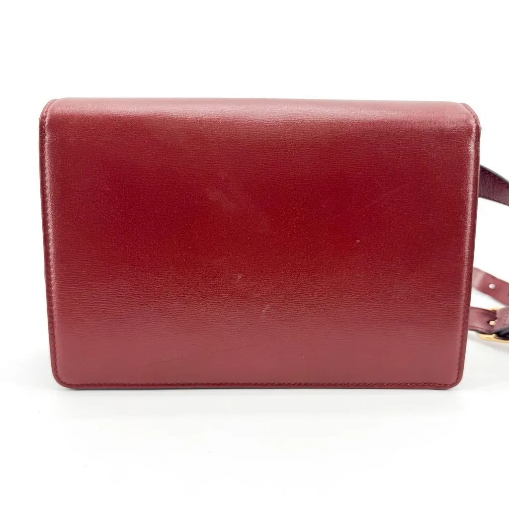 Gucci GG Ring Small Shoulder Bag Red Burgundy Leather Good - Back View