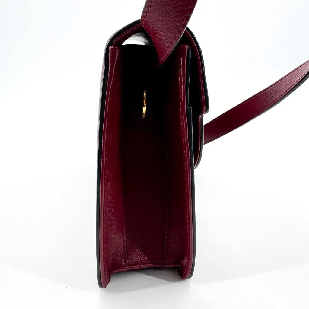 Gucci GG Ring Small Shoulder Bag Red Burgundy Leather Good - Model View