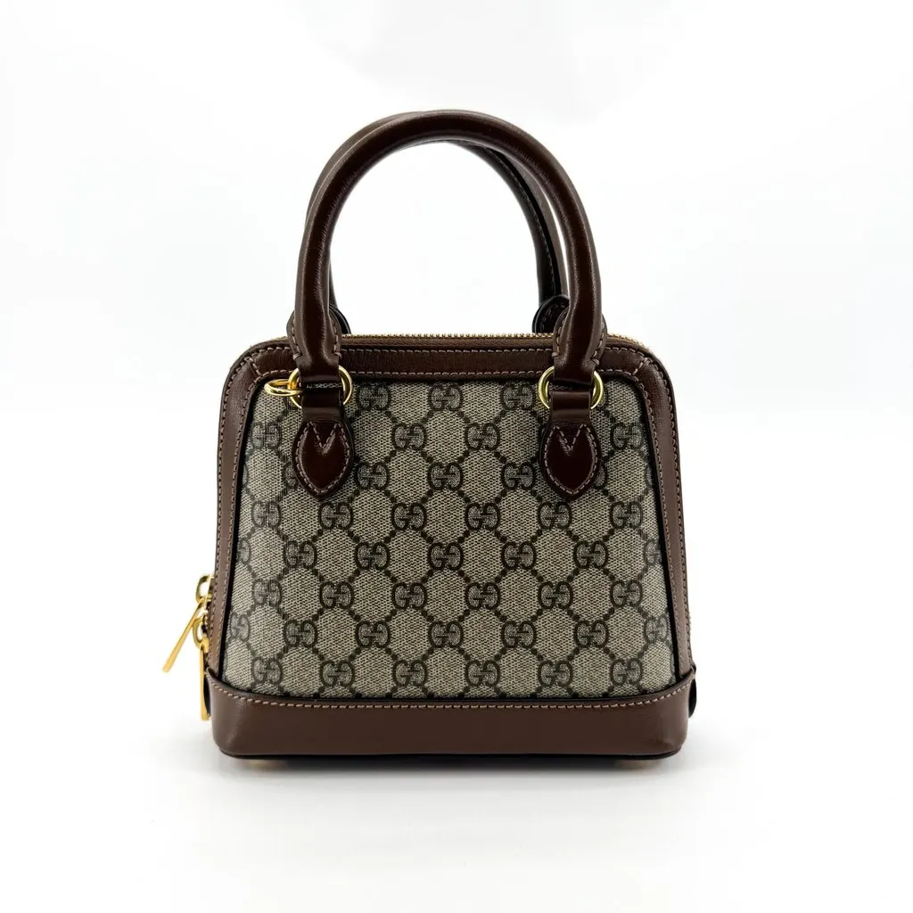 Gucci Horsebit 1955 Mini Top Handle Bag GG Supreme Brown Beige Canvas Very good - Inside View