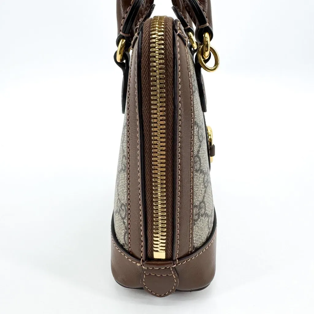 Gucci Horsebit 1955 Mini Top Handle Bag GG Supreme Brown Beige Canvas Very good - Box View