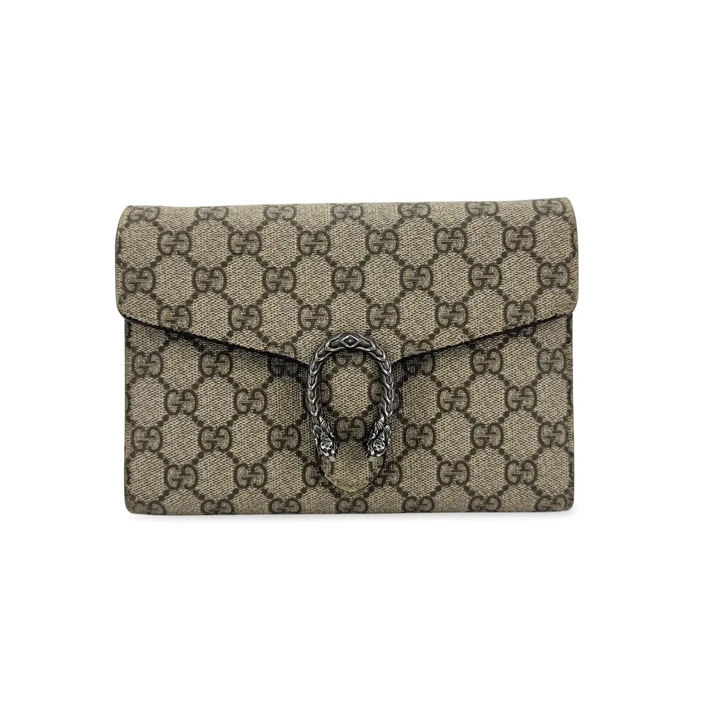 Gucci Dionysus GG Supreme Chain Wallet Beige Beige Canvas Very good - Front View
