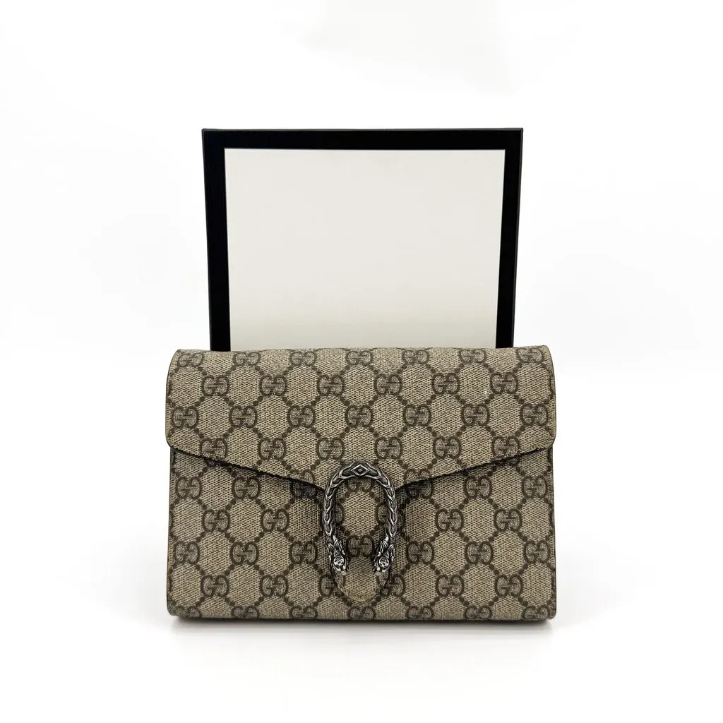 Gucci Dionysus GG Supreme Chain Wallet Beige Beige Canvas Very good - Inside View