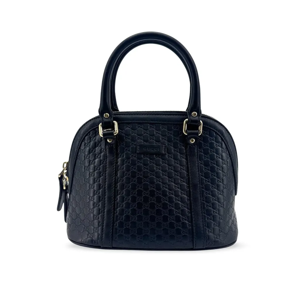 Gucci Microguccissima Mini Dome Bag Black Black Leather Good - Front View