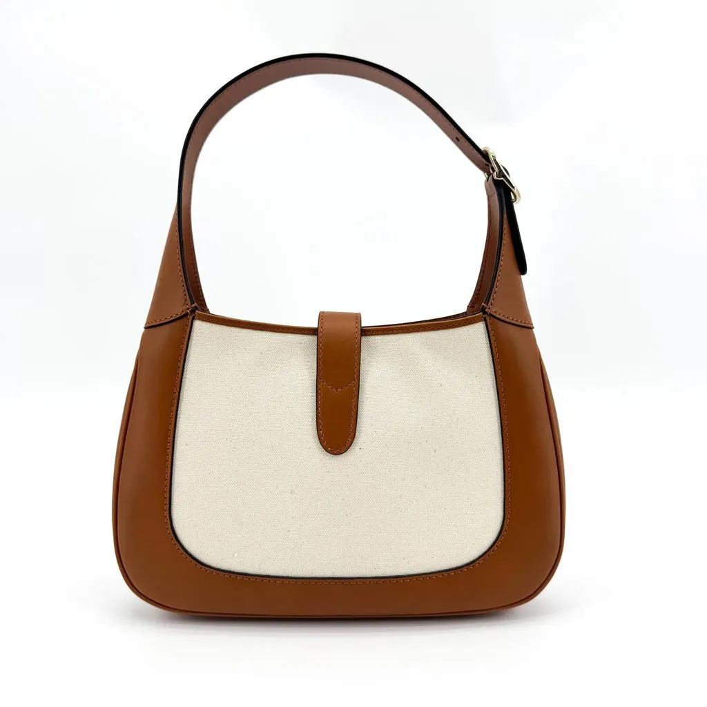 Gucci Jackie 1961 Mini Shoulder Bag Beige Canvas Brown Beige Canvas Good - Inside View