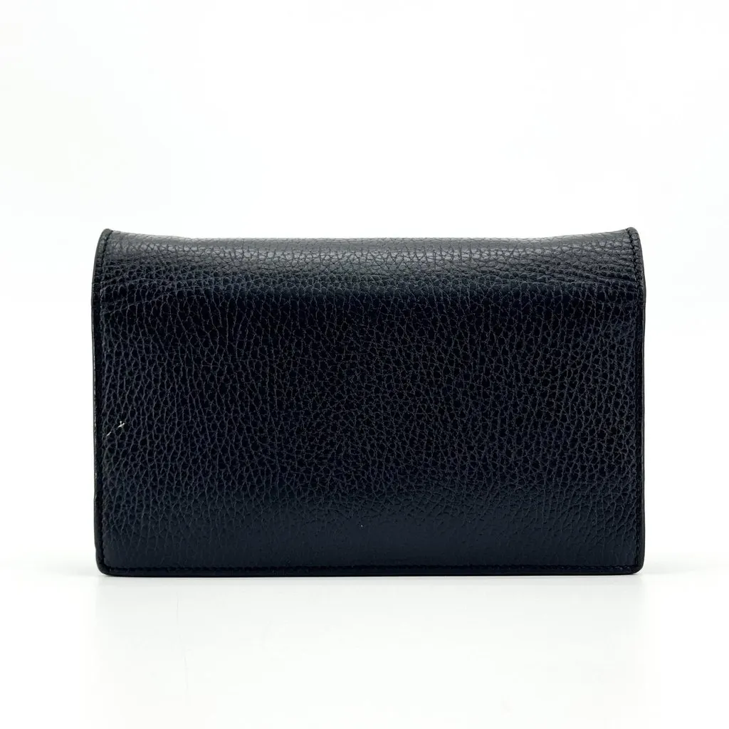 Gucci Interlocking G Dollar Calf Chain Shoulder Bag Black Gold Black Leather Good - Inside View