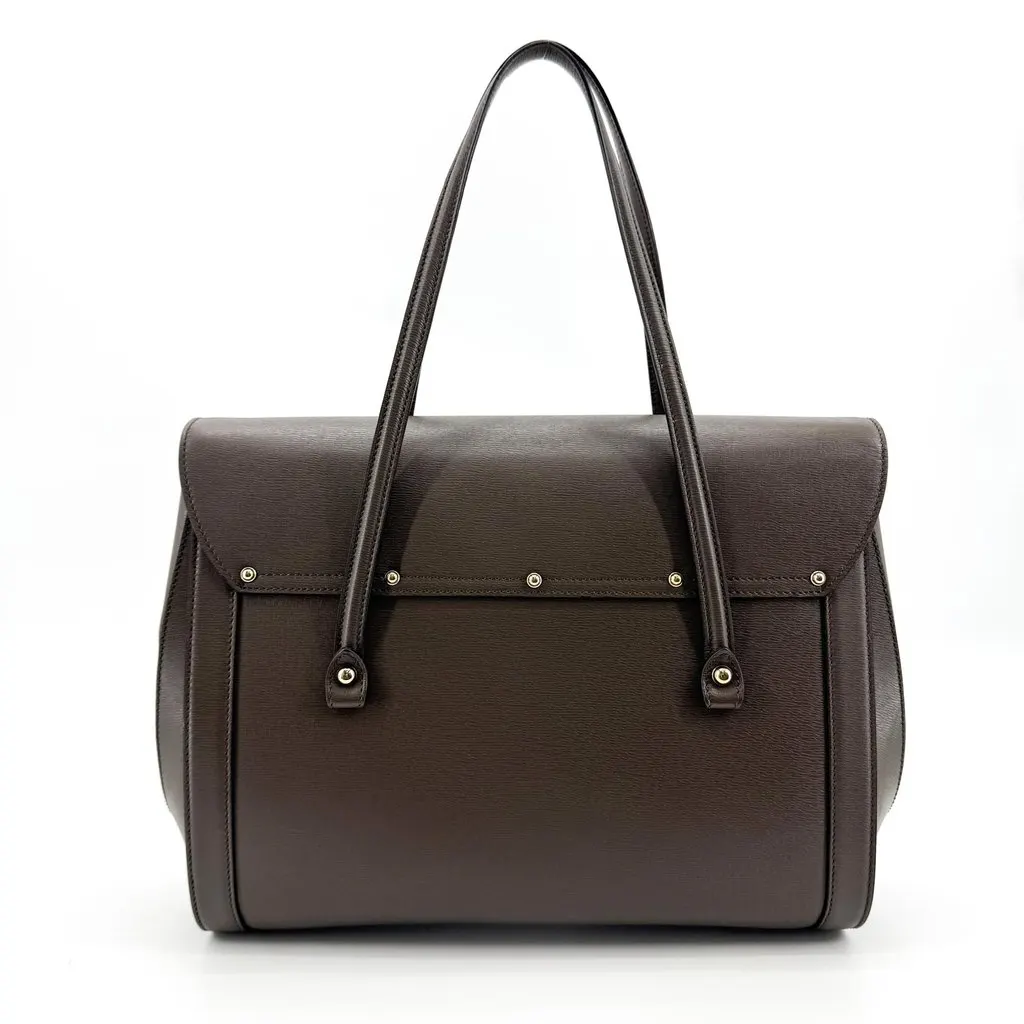 Gucci Vintage Bamboo Leather Flap Shoulder Bag Dark Brown Brown Leather Very good - Inside View