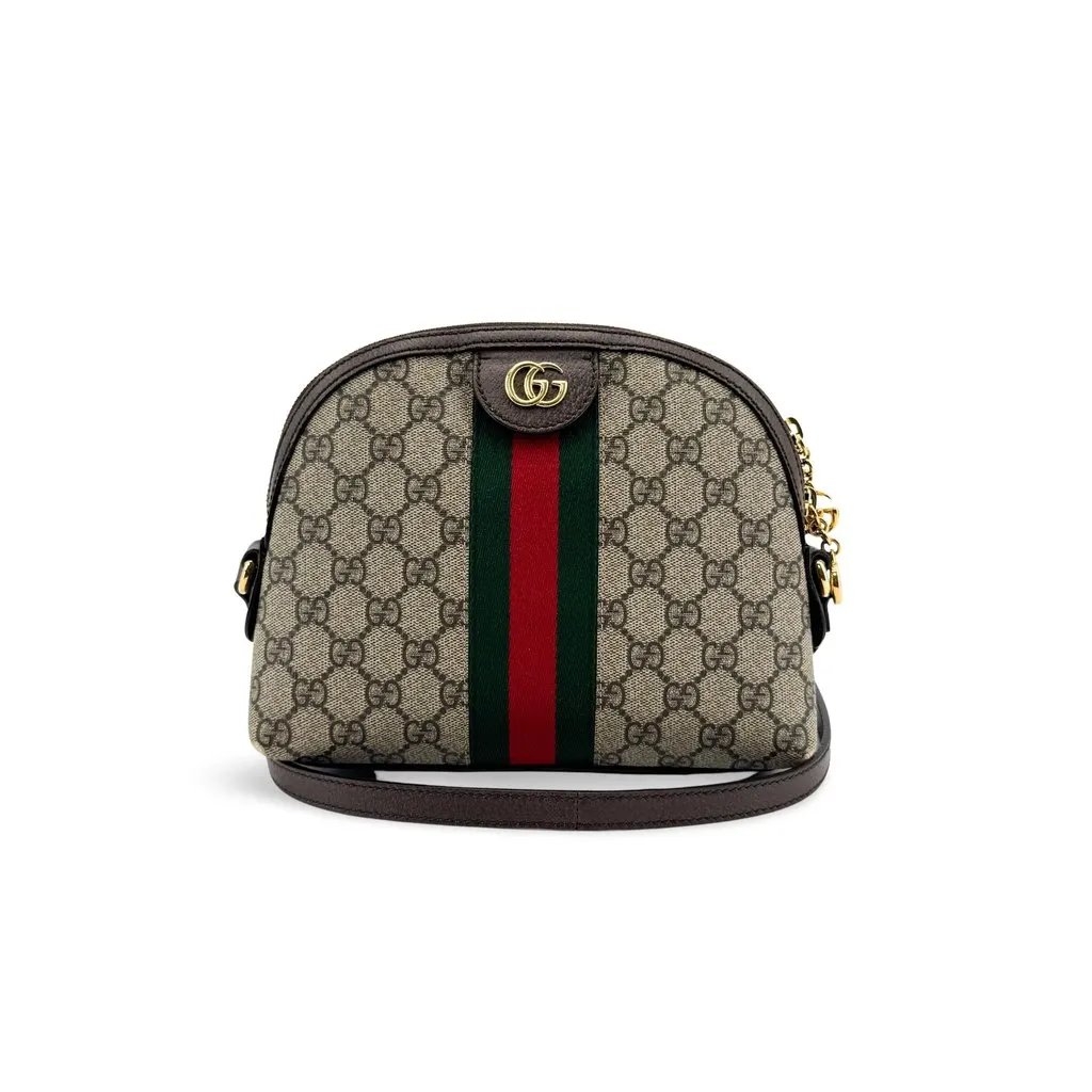 Gucci Ophidia GG Small Shoulder Bag Brown Beige Canvas Good - Front View
